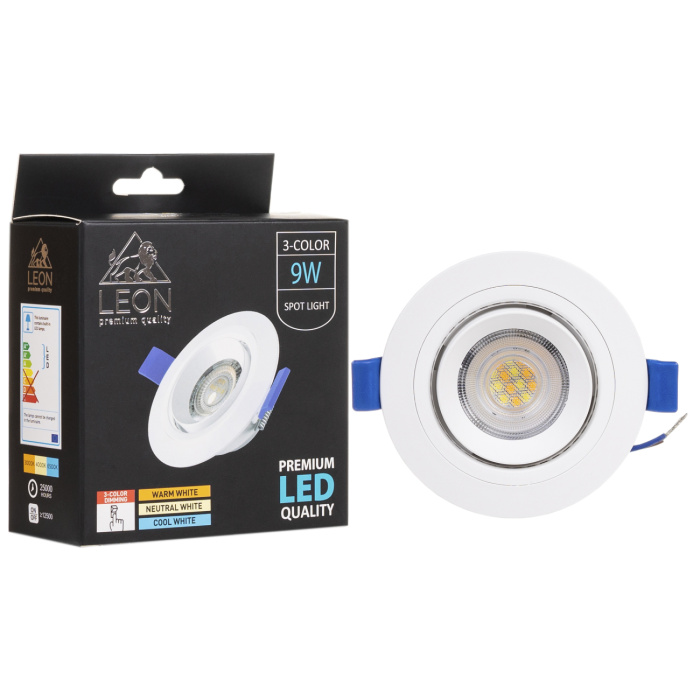 Встраиваемый светильник Leon LE-SPR-9W 3000K&4000К&6500K