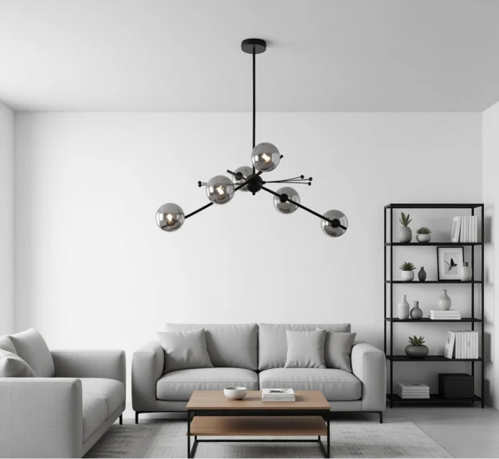 Люстра на штанге Delight Collection 9303P-6 black/smoky