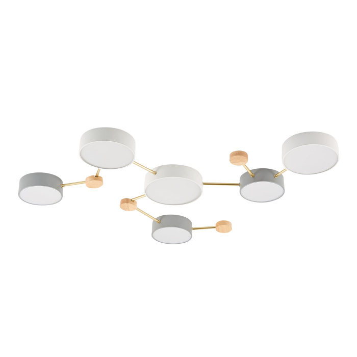 Светильник потолочный Золотистый, Светлое дерево/Белый, Серый LED 6*15W 4000K SLE600102-06