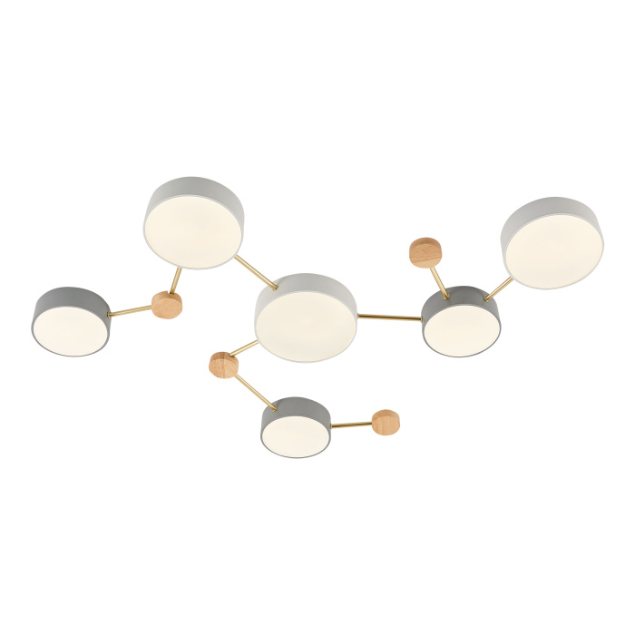 Светильник потолочный Золотистый, Светлое дерево/Белый, Серый LED 6*15W 4000K SLE600102-06