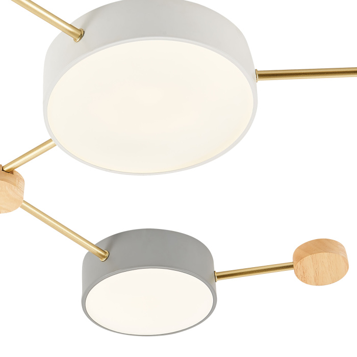 Светильник потолочный Золотистый, Светлое дерево/Белый, Серый LED 6*15W 4000K SLE600102-06