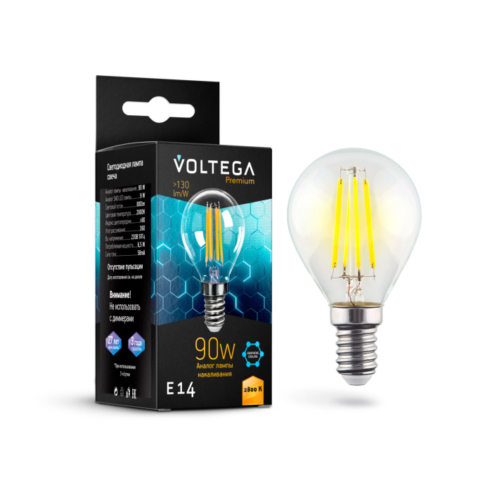 Светодиодная лампа Voltega Globe E14 9W Graphene 7136