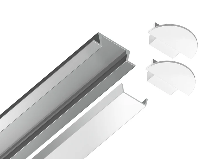 Алюминиевый профиль встраиваемый 21.5*6.8 для светодиодной ленты до 11мм Ambrella light GP1001AL