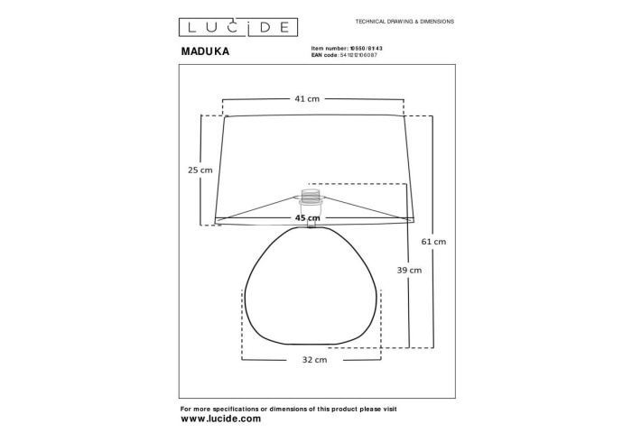 Настольная лампа Lucide MADUKA 10550/81/43