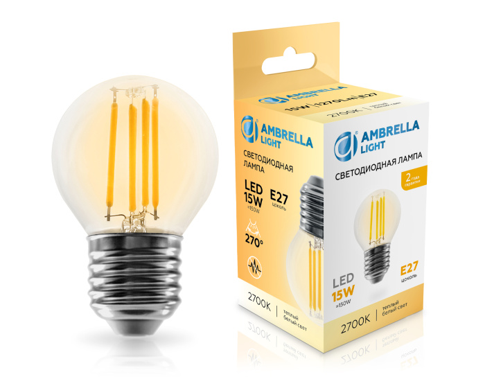 Лампа светодиодная Шар G45 15W 2700K AMBRELLA light 451523