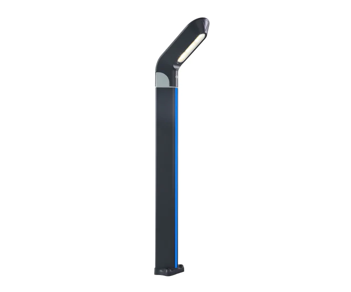 Светильник уличный Линден серый с солнечной батареей w10*24 h80 Led 10W (3000K) Декоративная подсветка синий. Kink Light 09200-F,16(05)