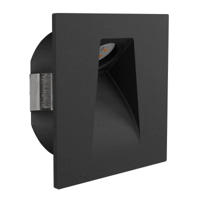 Светодиодный встраиваемый светильник для лестниц MECINOS, LED 1x2W, 90lm, L80, B80, H3, сталь, черный EGLO 99644