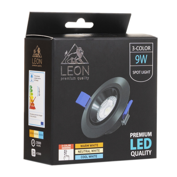 Встраиваемый светильник Leon LE-SPR-BL-9W 3000K&4000К&6500K