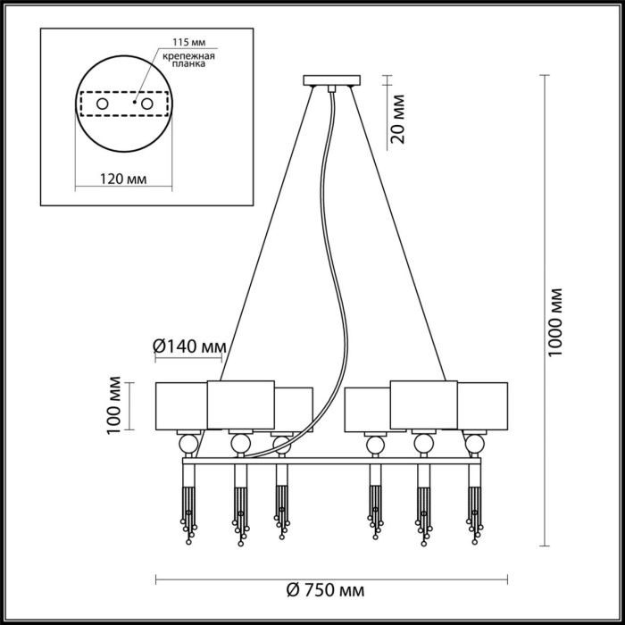 Люстра 4515/6 NEOCLASSI LN21 116 хром, серый Люстра E27 6*60W 220V SANTIAGO