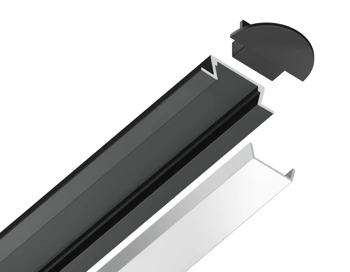 Алюминиевый профиль встраиваемый 21.5*6.8 для светодиодной ленты до 11мм Ambrella light GP1001BK