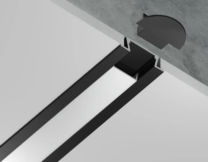 Алюминиевый профиль встраиваемый 21.5*6.8 для светодиодной ленты до 11мм Ambrella light GP1001BK