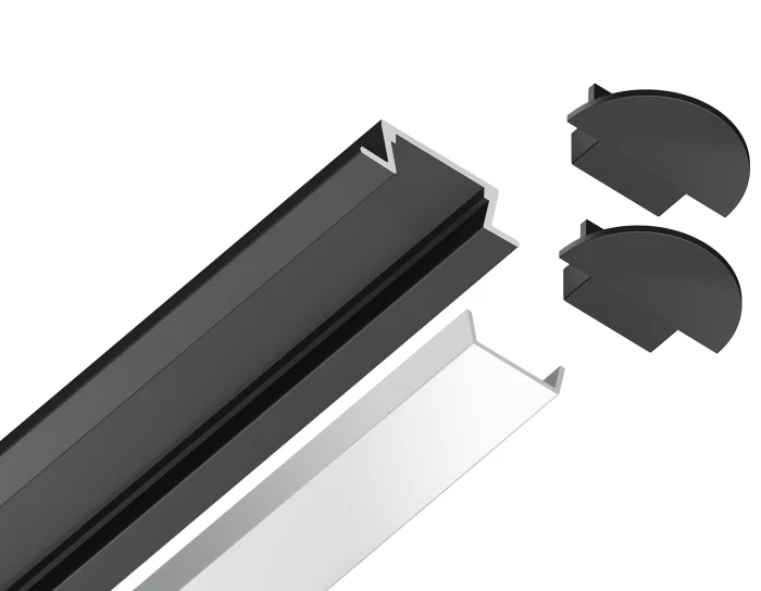Алюминиевый профиль встраиваемый 21.5*6.8 для светодиодной ленты до 11мм Ambrella light GP1001BK
