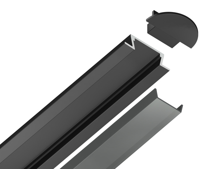 Алюминиевый профиль встраиваемый 21.5*6.8 для светодиодной ленты до 11мм Ambrella light GP1001BK