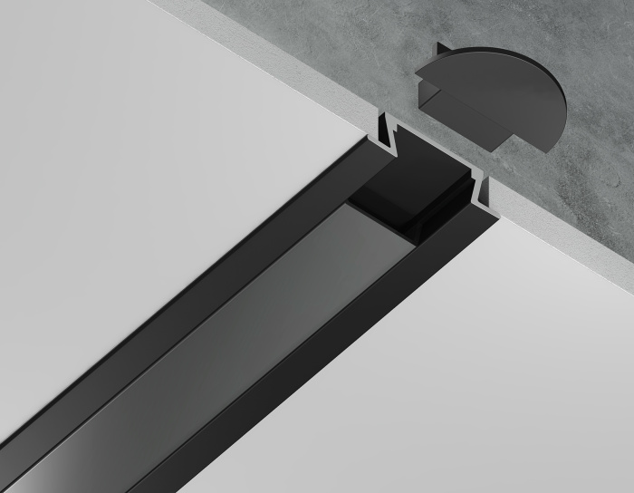 Алюминиевый профиль встраиваемый 21.5*6.8 для светодиодной ленты до 11мм Ambrella light GP1001BK