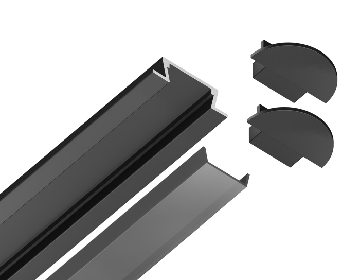 Алюминиевый профиль встраиваемый 21.5*6.8 для светодиодной ленты до 11мм Ambrella light GP1001BK