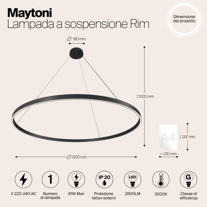 Подвесной светильник Maytoni MOD058PL-L65B3K