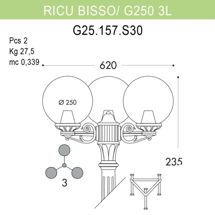 Уличный фонарь Fumagalli Ricu Bisso/G250 G25.157.S30.WYE27