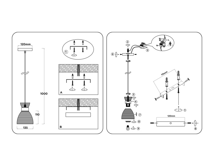 Светильник подвесной со стеклянным плафоном TRADITIONAL AMBRELLA LIGHT TR3401