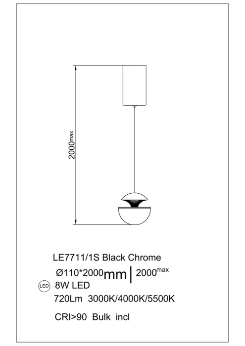Подвесной светильник Leon Jelly LE7711/1S Black Chrome