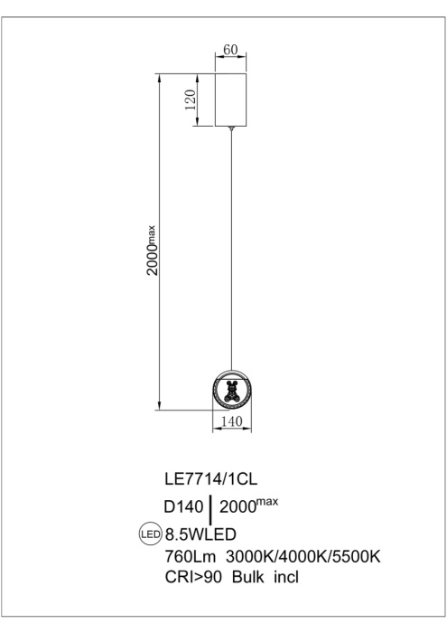 Подвесной светильник Leon Mickey LE7714/1CL Black Chrome