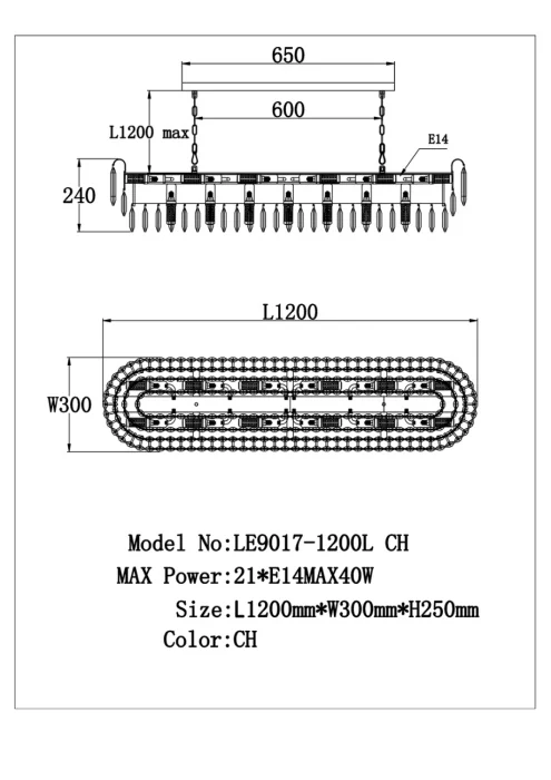 Подвесная люстра Leon Catherine LE9017/1200L CH