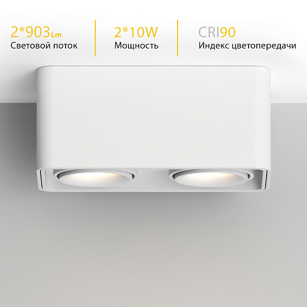 Накладной поворотный светильник Ledron TUBING 2 White