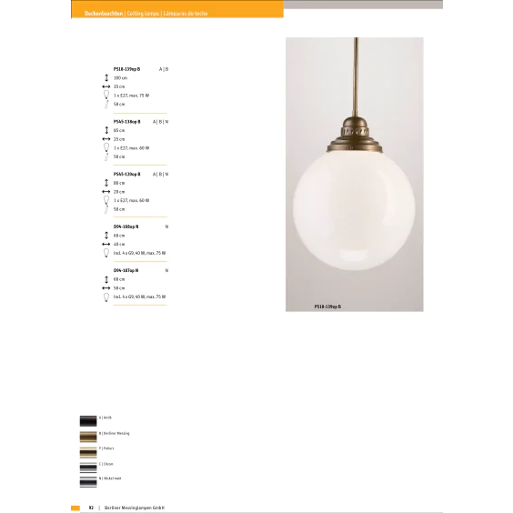 Подвесной светильник Berliner Messinglampen PS18-139opB