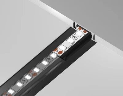Алюминиевый профиль встраиваемый 21.5*6.8 для светодиодной ленты до 11мм Ambrella light GP1001BK/BK