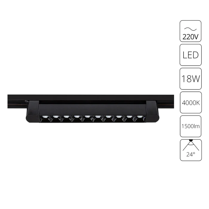 Трековый светильник однофазный Arte Lamp FLASH A4575PL-1BK