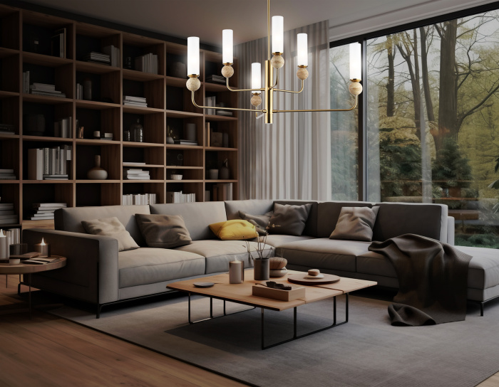 Люстра на штанге с мрамором AMBRELLA light LH53251