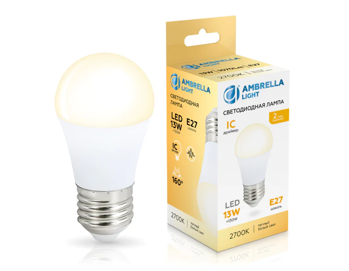 Лампа светодиодная Шар G45 13W 2700K AMBRELLA light 451303