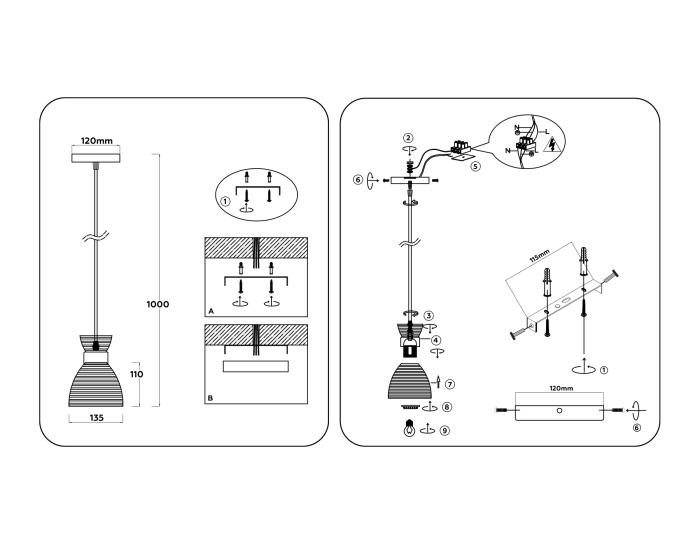 Светильник подвесной со стеклянным плафоном TRADITIONAL AMBRELLA LIGHT TR3403