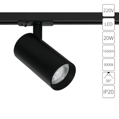 Трековый светильник Arte Lamp BENE A1937PL-1BK