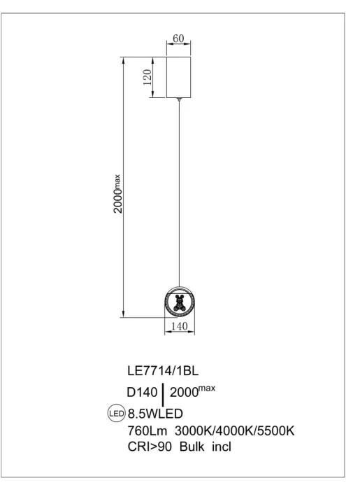 Подвесной светильник Leon Mickey LE7714/1BL Black Chrome