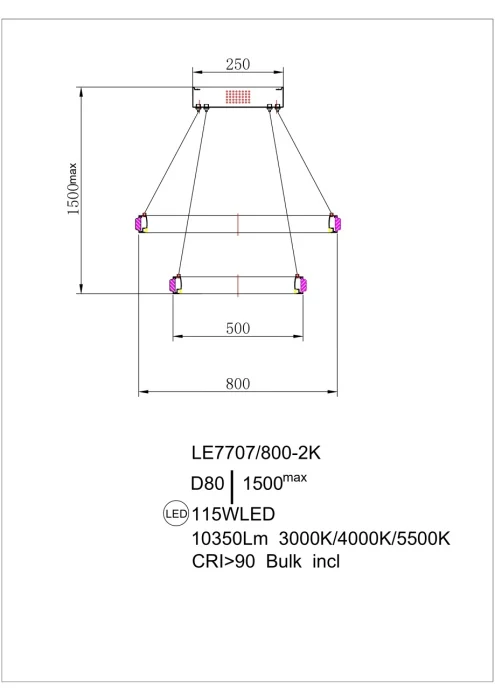 Подвесная люстра Leon Aida LE7707/800-2K Gold