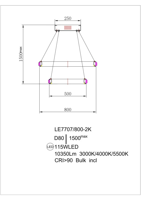 Подвесной светильник Leon Aida LE7707/800-2K Gold