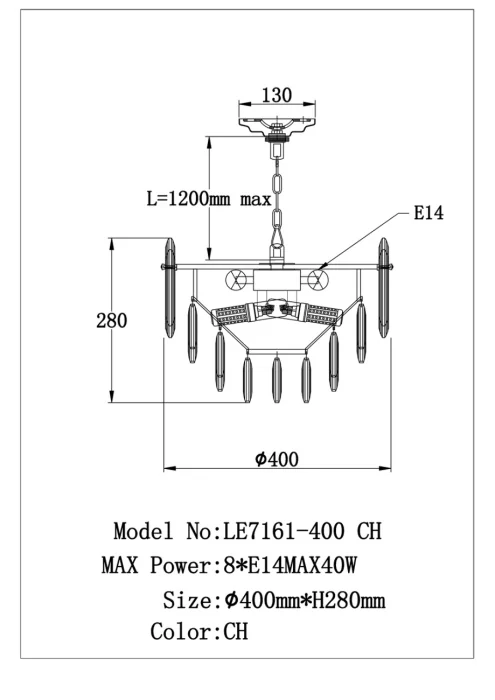 Подвесная люстра Leon Jacqueline LE7161/400 CH
