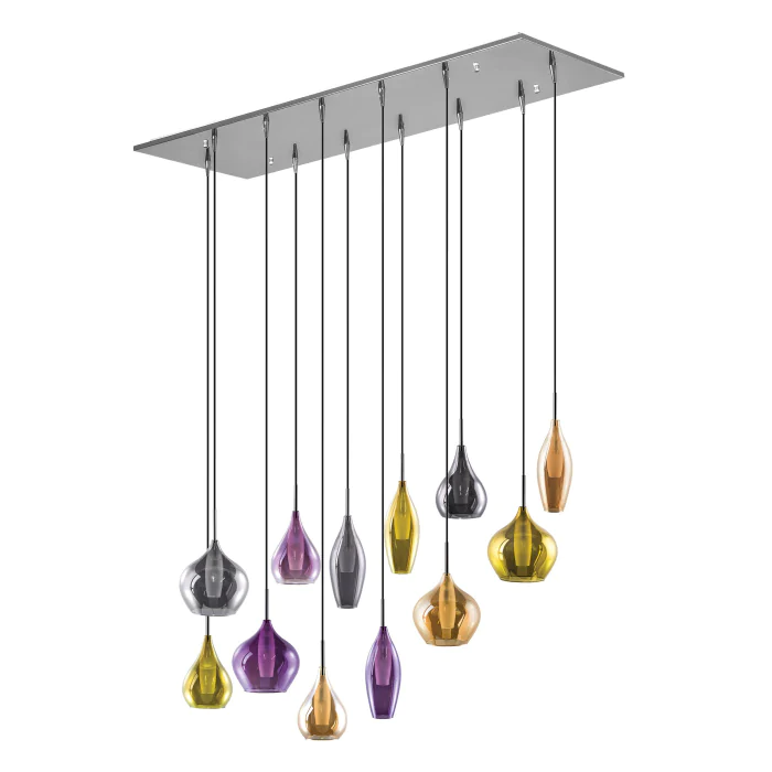 803125 (MD2098B-12MX) Подвес PENTOLA 12x25W G9 chrome/amber, smoky, olive, plum (в комплекте)