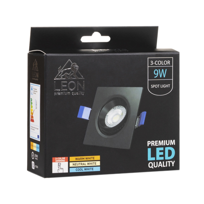 Встраиваемый светильник Leon LE-SPS-BL-9W 3000K&4000К&6500K