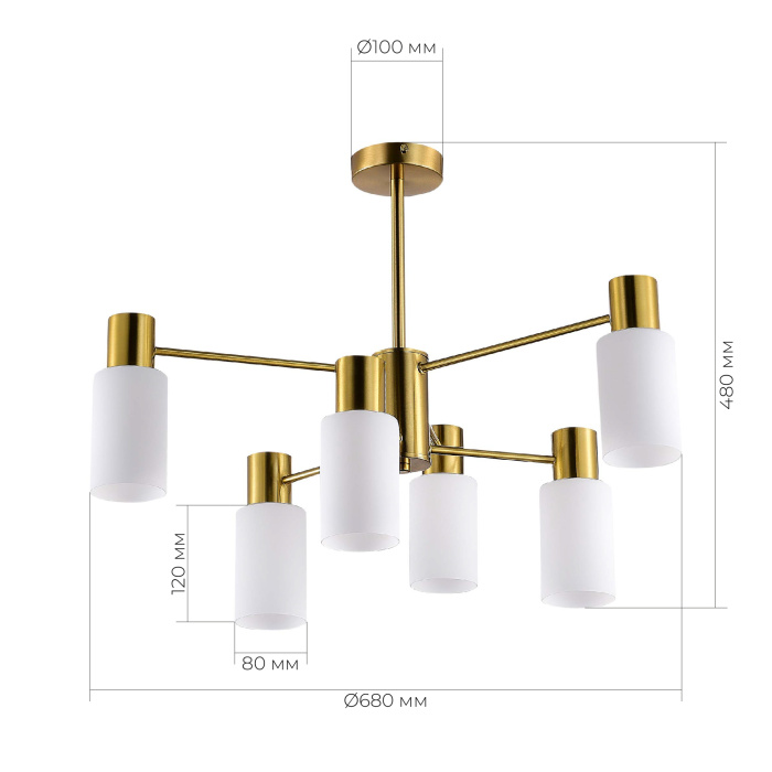 Светильник потолочный Латунь/Белый E14 6*60W SLE1139-302-06