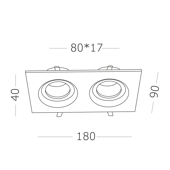 Светильник встраиваемый Черный GU10 2*50W IP65 L180xW90xH40 220V Без ламп ST255.428.02