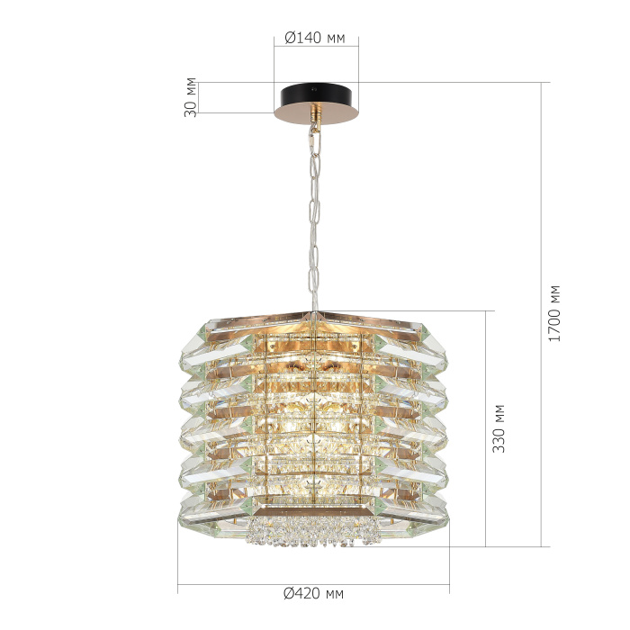Светильник подвесной ST-Luce медь/прозрачный E14 8*40W SL6137.203.08