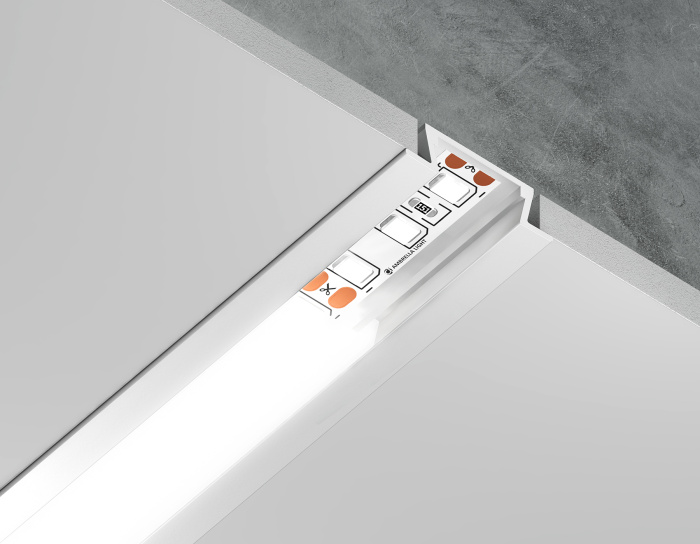Алюминиевый профиль встраиваемый 21.5*6.8 для светодиодной ленты до 11мм Ambrella light GP1001WH