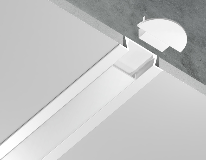 Алюминиевый профиль встраиваемый 21.5*6.8 для светодиодной ленты до 11мм Ambrella light GP1001WH