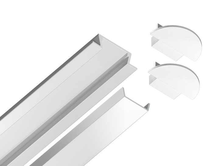 Алюминиевый профиль встраиваемый 21.5*6.8 для светодиодной ленты до 11мм Ambrella light GP1001WH
