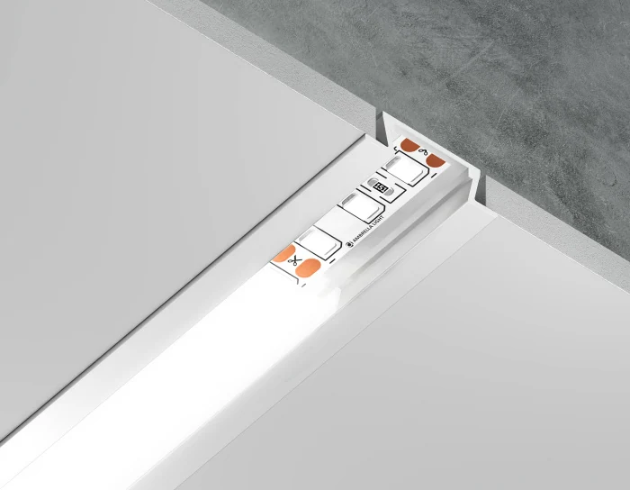 Алюминиевый профиль встраиваемый 21.5*6.8 для светодиодной ленты до 11мм Ambrella light GP1001WH