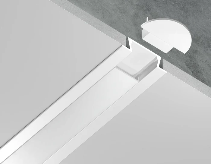 Алюминиевый профиль встраиваемый 21.5*6.8 для светодиодной ленты до 11мм Ambrella light GP1001WH