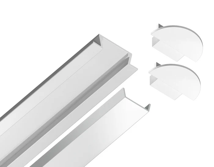 Алюминиевый профиль встраиваемый 21.5*6.8 для светодиодной ленты до 11мм Ambrella light GP1001WH