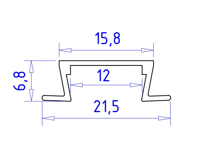 Алюминиевый профиль встраиваемый 21.5*6.8 для светодиодной ленты до 11мм Ambrella light GP1001WH
