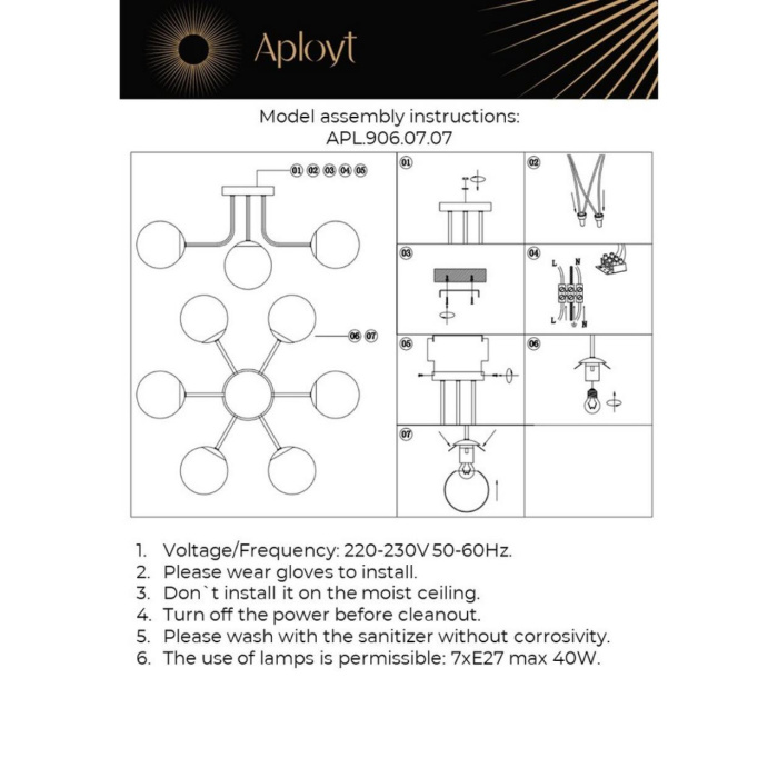 Люстра потолочная Aployt Ewka APL.906.07.07